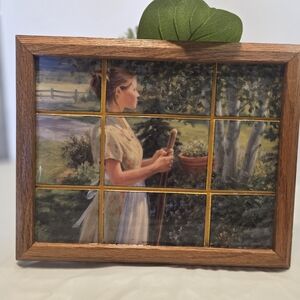 Rustic Wooden Framed Art with Gold Accents